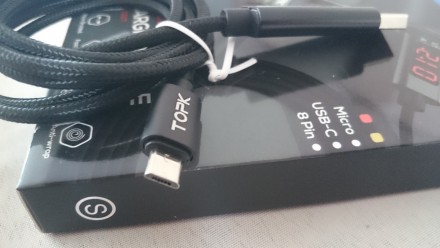 Круглый Магнитный кабель "TOPK"с подсветкой в нейлоновой оплетке. Микро USB разъ. . фото 11