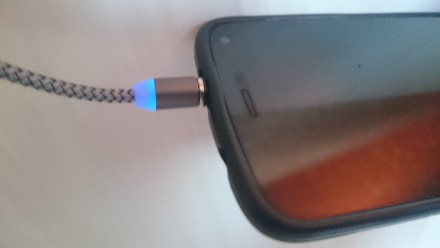 Круглый Магнитный кабель "TOPK"с подсветкой в нейлоновой оплетке. Микро USB разъ. . фото 7