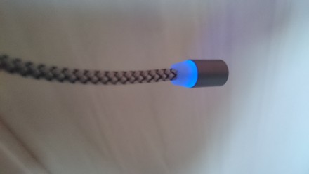 Круглый Магнитный кабель "TOPK"с подсветкой в нейлоновой оплетке. Микро USB разъ. . фото 8