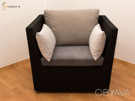 Прекрасное кресло плетённое вручную с искусственного ротанга собственного произв. . фото 1