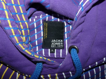 Кофта толстовка Jack&Jones фиолетовая 100% хлопок size xL/54 р. с капюшоном, пле. . фото 3