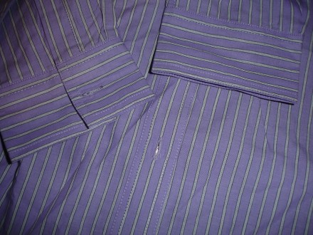 Сорочка 46-48 р., нова, свіло-фіолетова у вертикальну світлу смужку. Довгий рука. . фото 7