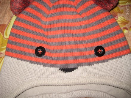 Классные шапочки на 2-3 годика .Шапка деми H&M с рукавичками-70 гр, красная поте. . фото 3