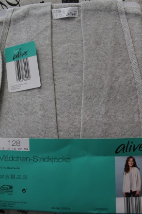 Кардиган для дівчинки	
Розмір: 128см	
Виробник: alive (Germany). . фото 4