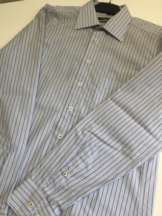 Мужская рубашка немецкого бренда Haupt с длинным рукавом.Цвет голубой в полоску.. . фото 6