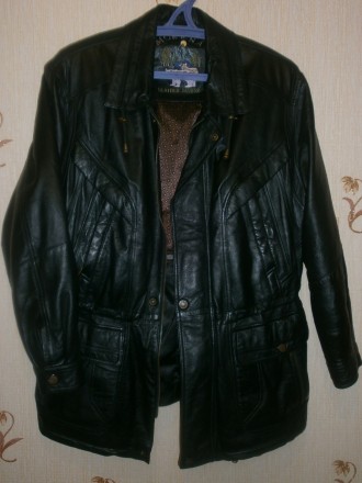 Качественная кожаная мужская куртка MORENA Leather Fashion, черная, натуральная . . фото 2