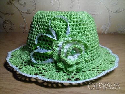 красивая вязаная крючком летняя шляпка для юной леди продам или свяжу на заказ. . фото 1