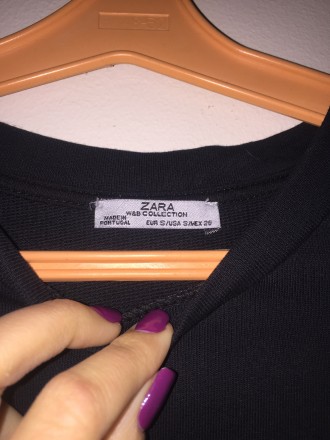 продам черное платье тунику Zara с рукавами из искусственной кожи 
размер S, ид. . фото 6