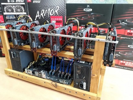 НОВАЯ ферма для майнинга на 6-ти видеокартах AMD Radeon RX 570 4Gb Ферма для май. . фото 4