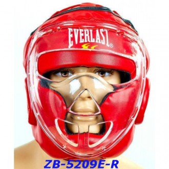 Шлем для единоборств с прозрачной маской FLEX EVERLAST ZB-5209E красный, размеры. . фото 4