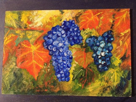 Осіння картина маслом "Виноград"
Холст оригінально оформлений на темно синьому . . фото 4