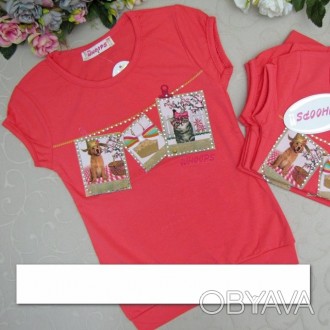 футболка для девочки Турция. ткань вискоза- кораловая. 2.3.4.5 лет. новое в нали. . фото 1