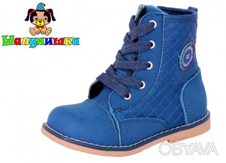 Шикарные ботиночки синего цвета для юного модника от Тм Шалунишка. Ортопедически. . фото 1