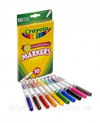 Тонкие фломастеры Crayola 10 шт. . фото 2