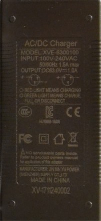 Зарядное устройство для наинбота.

63 в, 1.а
Зарядное устройство для оригинал. . фото 3
