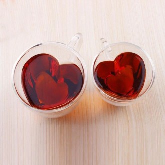 Чашка двойное стекло, в форме "сердца", 180 мл. Для романтического чаепития!. . фото 5
