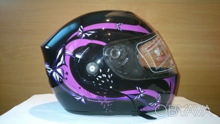 Продам женский шлем трансформер (модуляр) FGN с бабочками, с откидным подбородко. . фото 1
