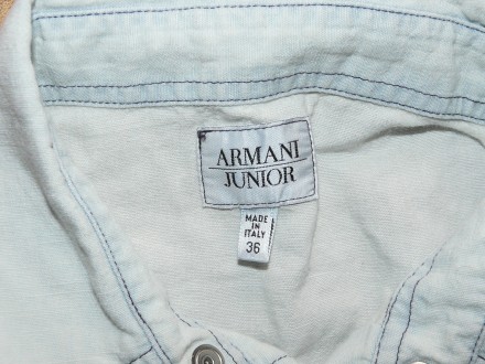 Рубашка тениска  Armani Junior Italy 55% хлопок 45% лён 36 размер на подростка 1. . фото 4
