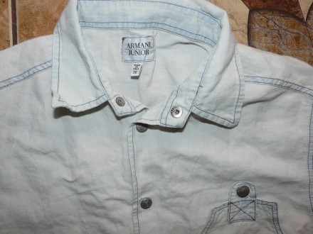 Рубашка тениска  Armani Junior Italy 55% хлопок 45% лён 36 размер на подростка 1. . фото 3