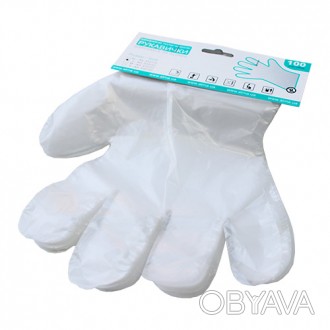 Одноразовые полиэтиленовые перчатки (100шт в упаковке).

Применяются поварами . . фото 1