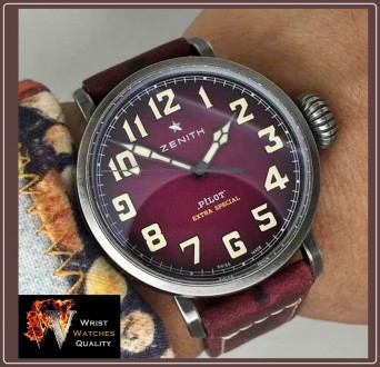 ZENITH – PILOT Type 20 EXTRA Special 40mm Steel Automatic Burgundy Dial.
Ref: 1. . фото 13