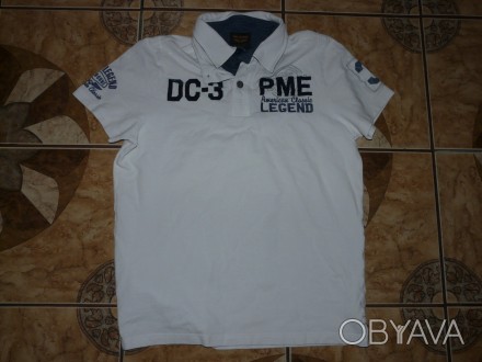 Тениска авиатор поло PME Legend белая, двойной воротник, size L/48-50 р