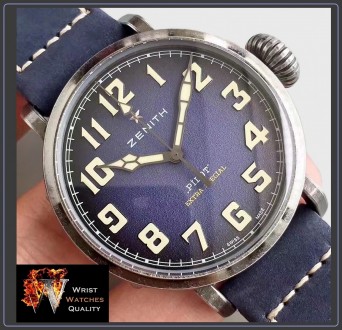 ZENITH – PILOT Type 20 EXTRA Special 40mm Steel Automatic Blue Dial.
Ref: 11.19. . фото 11