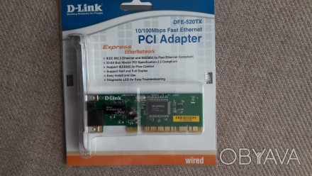Новая, никогда не использовавшаяся Сетевой адаптер D-Link DFE-520TX PCI. . фото 1