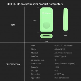 •Бренд: ORICO
•Модель: CRS12-GR
•Тип устройства: Картридер
•Слот для карт пам. . фото 9