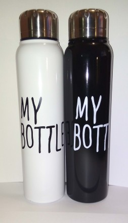 тильный красивый Термос My Bottle белого и чёрного цвета, в картонном тубусе, оч. . фото 3