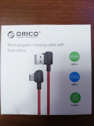 Супер новинка- угловой кабель Orico USB Type-C (type c) двойной реверс TCW-10-RD. . фото 3