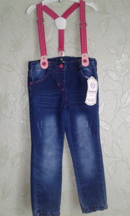 Продам детские джинсы на подтяжках. Турецкого произвоцтва новые для девочки в на. . фото 4