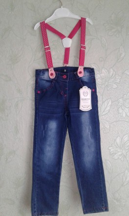 Продам детские джинсы на подтяжках. Турецкого произвоцтва новые для девочки в на. . фото 3