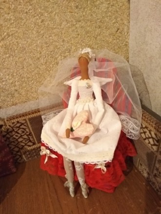 Тильда Невеста - кукла ручная работа состав хлопок лен наполнитель синтепух есть. . фото 3