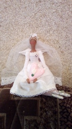 Тильда Невеста - кукла ручная работа состав хлопок лен наполнитель синтепух есть. . фото 4