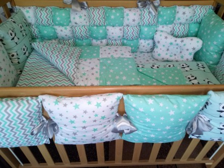 Бортики- подушечки в кроватку - залог безопасности и спокойного сна как новорожд. . фото 4