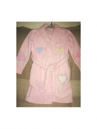 Детский розовый махровый халат HB Fashion. 
Украшен аппликациями-сердечками, 10. . фото 10