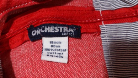 Сарафан джинс красный Orchestra 18м на рост 80см. Известный французский бренд.. . фото 4