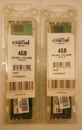 Crucial 4GB 288-Pin DDR4 SDRAM DDR4 2133 (PC4 17000) Desktop Memory Model CT4G4D. . фото 2
