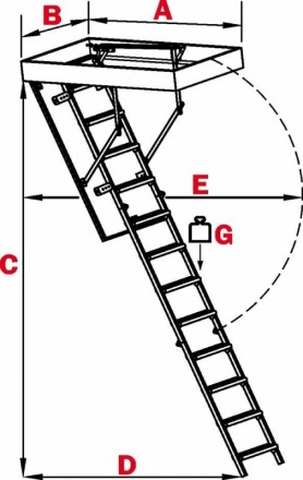 Чердачная лестница OMAN TERMO S - складная, трехсекционная, деревянная лестница,. . фото 3