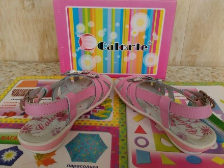 Новые кожаные сандалии босоножки на девочку торговой марки CALORIE розового цвет. . фото 6