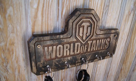 Деревянная настенная ключница с символикой World of Tanks станет приятным подарк. . фото 4