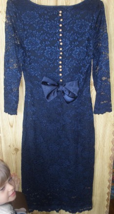 Платье темно-синего цвета, обтягивающее, кружевное, подкладка стрейч(будут указа. . фото 7