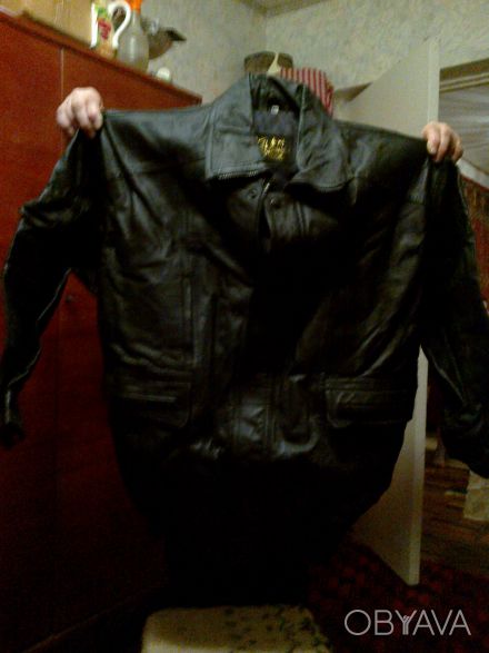 Куртка, мужская, натуральная кожа, новая, цвет: черный, размер 48. . фото 1