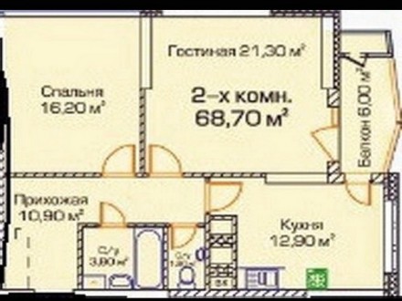 Предлагается к продаже 2-х комнатная квартира 
68 кв.м. общей площади в ЖК "Гол. Аркадия. фото 11
