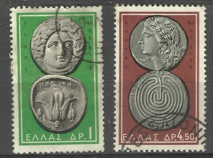 Марки Греции 4 шт (гашеные) Древнегреческие монеты                    два лота 4. . фото 3