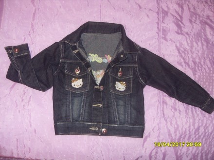 Продам гарнесеньку джинсову курточку Hello Kitty на дівчинку віком приблизно 2-5. . фото 3