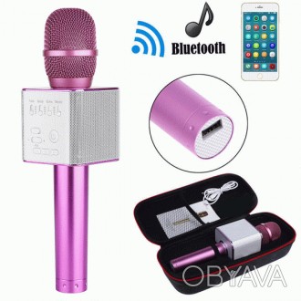 Микрофон Q9 портативный караоке с динамиком с чехлом (Розовый)
Портативный Кара. . фото 1