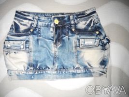 Продам короткую джинсовую юбку,размер 27, длина 29 см, ПО талии 36 см, ПО бедер . . фото 5
