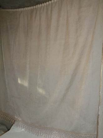 Продается новая тюль бежевого цвета с красивым кружевом на шторной ленте, ткань . . фото 2